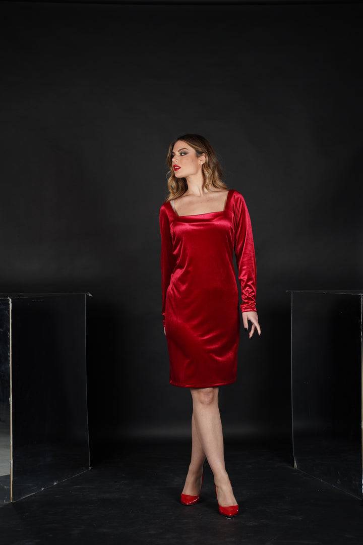 Oltre Tempo Abito tubino in vellutino scollo quadrato