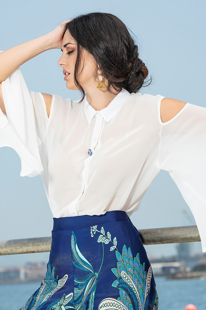 Oltre Tempo Camicia in georgette chiffon con maniche ampie