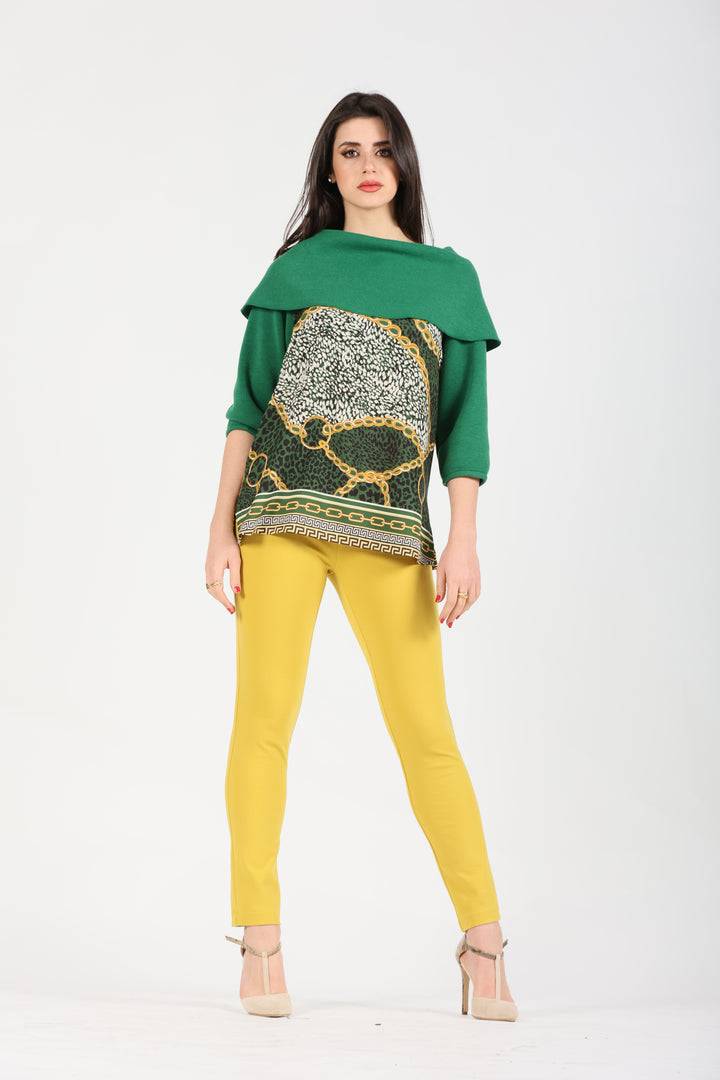 Oltre Tempo Casacca fantasia con collo e maniche in maglia