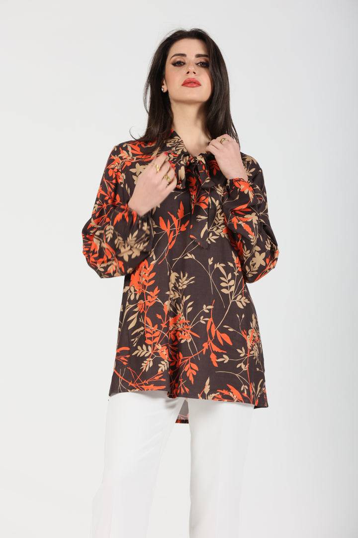 Oltre Tempo Casacca In Vajella Fantasia Con Sciarpetta