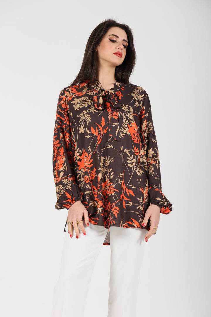 Oltre Tempo Casacca in vajella fantasia con sciarpetta