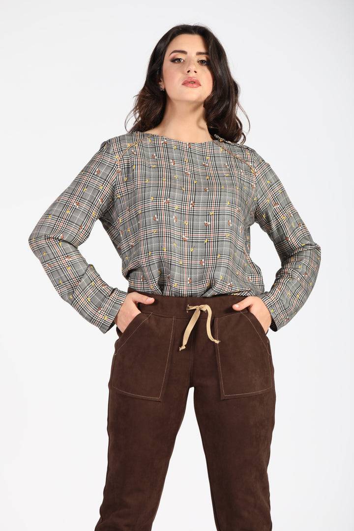 Oltre Tempo Casacca in viscosa fantasia galles girocollo