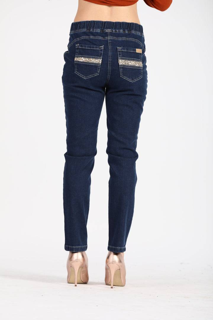 Oltre Tempo Jeans Con Elastico E Tasche Al Sul Dietro