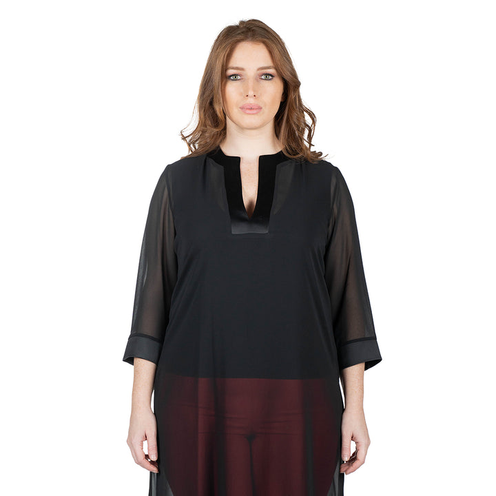 Oltre Tempo Kaftano In Georgette Chiffon Con Spacchi Ai Lati