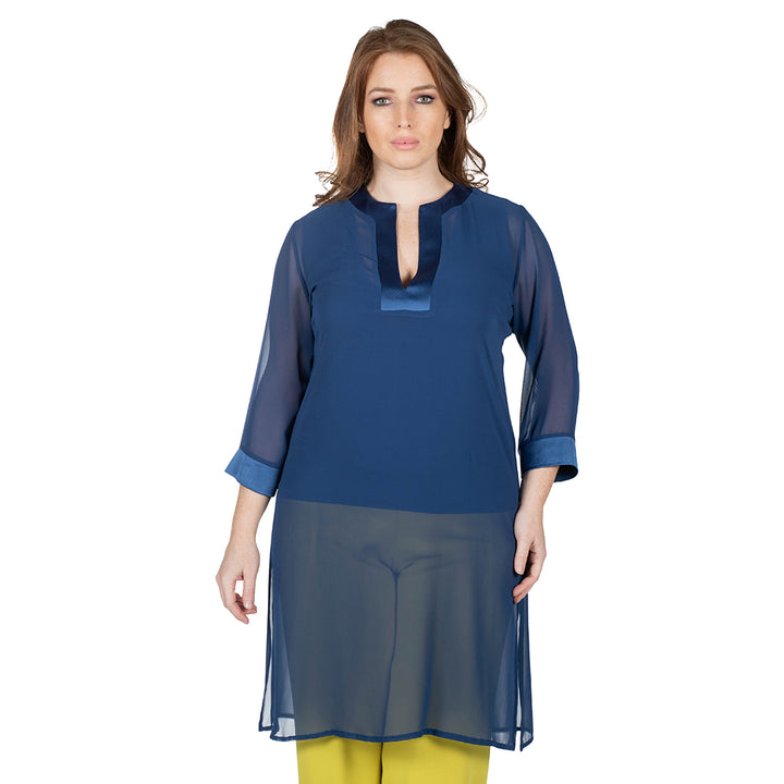 Oltre Tempo Kaftano In Georgette Chiffon Con Spacchi Ai Lati