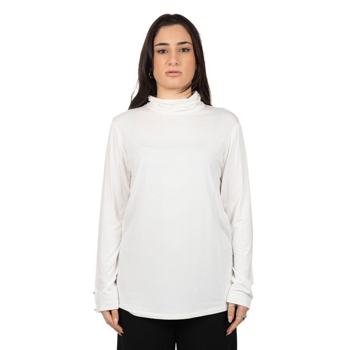 Oltre Tempo Maglia Viscosa Con Collo Anello E Bottoncini Su Maniche