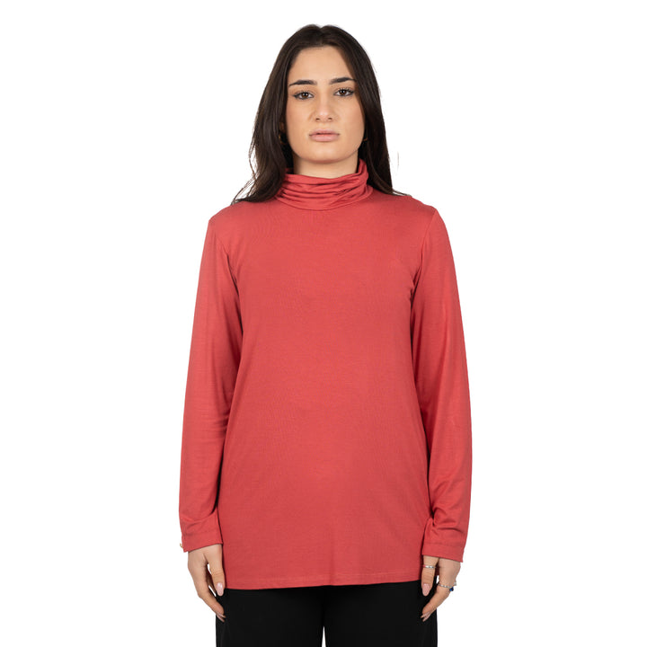 Oltre Tempo Maglia Viscosa Con Collo Anello E Bottoncini Su Maniche