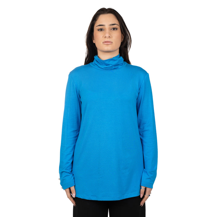 Oltre Tempo Maglia Viscosa Con Collo Anello E Bottoncini Su Maniche