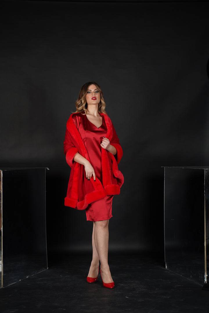 Oltre Tempo Mantella in maglia con bordi in pelliccia