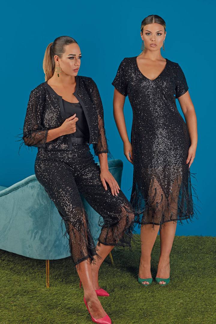 Oltre Tempo Abito con paillettes e piume