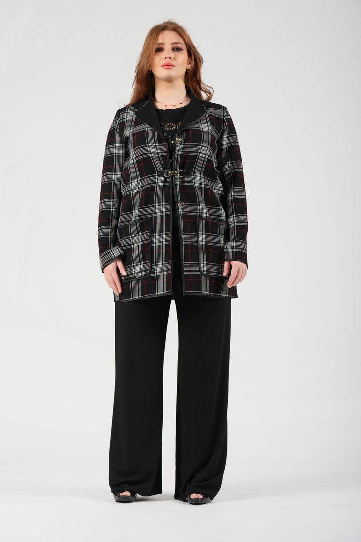 Oltre Tempo Cappotto Fantasia Tartan In Viscosa