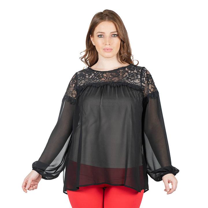 Oltre Tempo Casacca Georgette Chiffon Con Pizzo