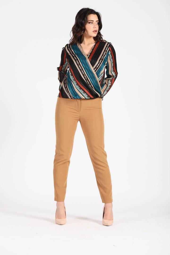 Oltre Tempo Casacca Incrociata In Georgette Rigata