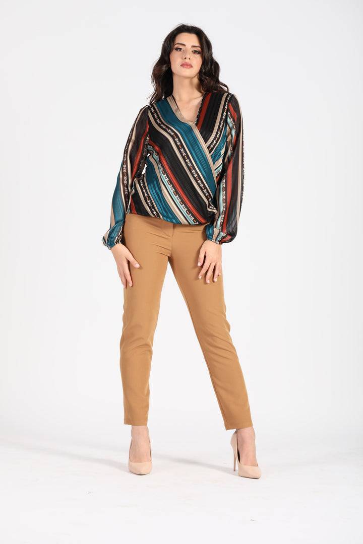 Oltre Tempo Casacca incrociata in georgette rigata