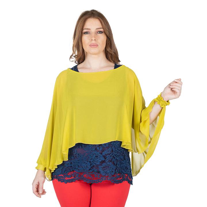 Oltre Tempo Coprispalle Corto In Georgette Chiffon