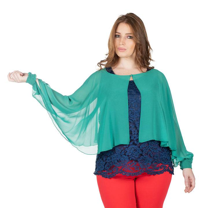 Oltre Tempo Coprispalle Corto In Georgette Chiffon