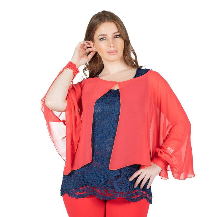 Oltre Tempo Coprispalle Corto In Georgette Chiffon