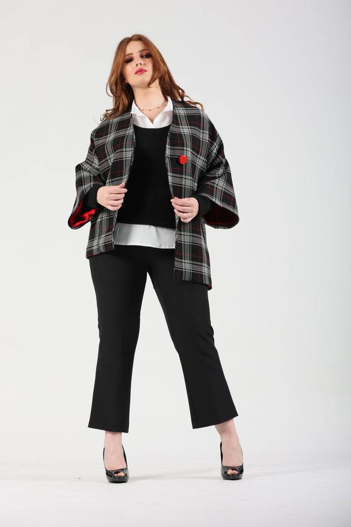 Oltre Tempo Giacca Asimmetrica Fantasia Tartan