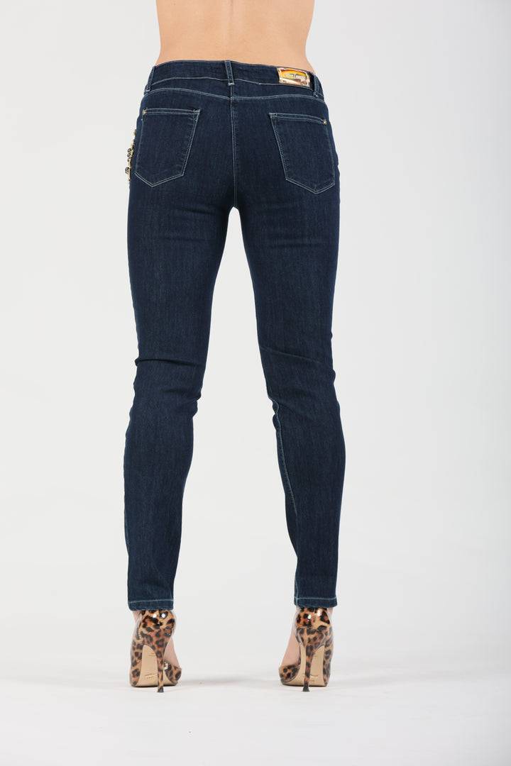 Oltre Tempo Jeans Cinque Tasche Con Applicazione