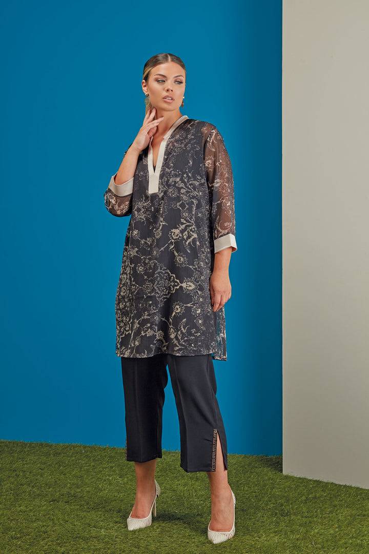 Oltre Tempo Kaftano con contrasti collo e polsi