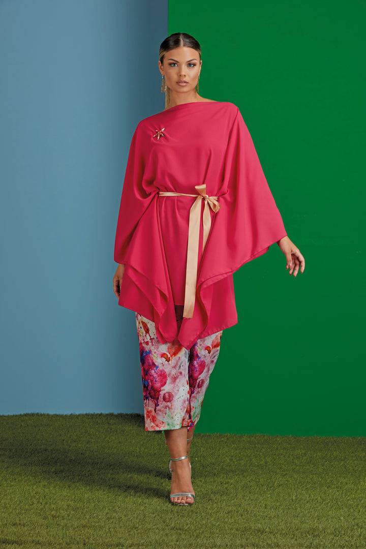 Oltre Tempo Kaftano in georgette con spilla