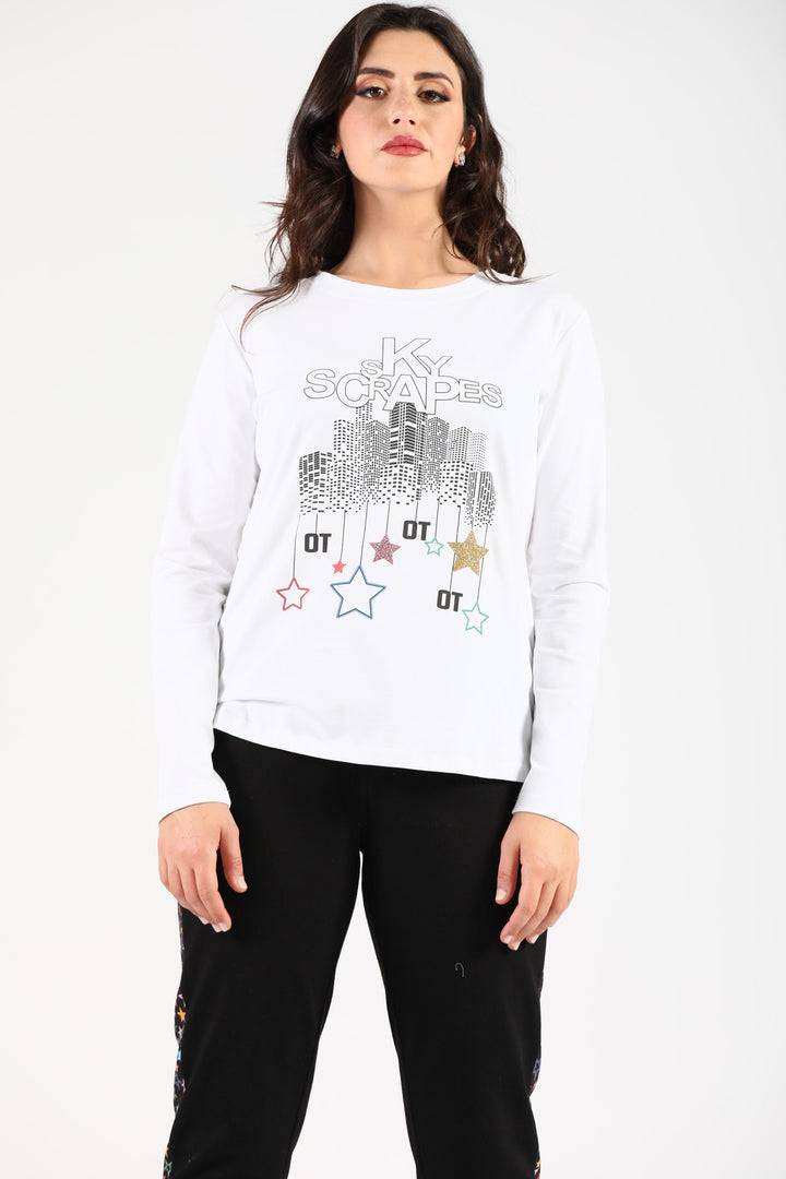 Oltre Tempo Maglia in cotone con stampa