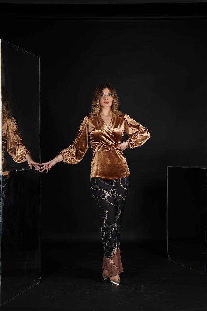 Oltre Tempo Maglia in vellutino scollo ad incrocio