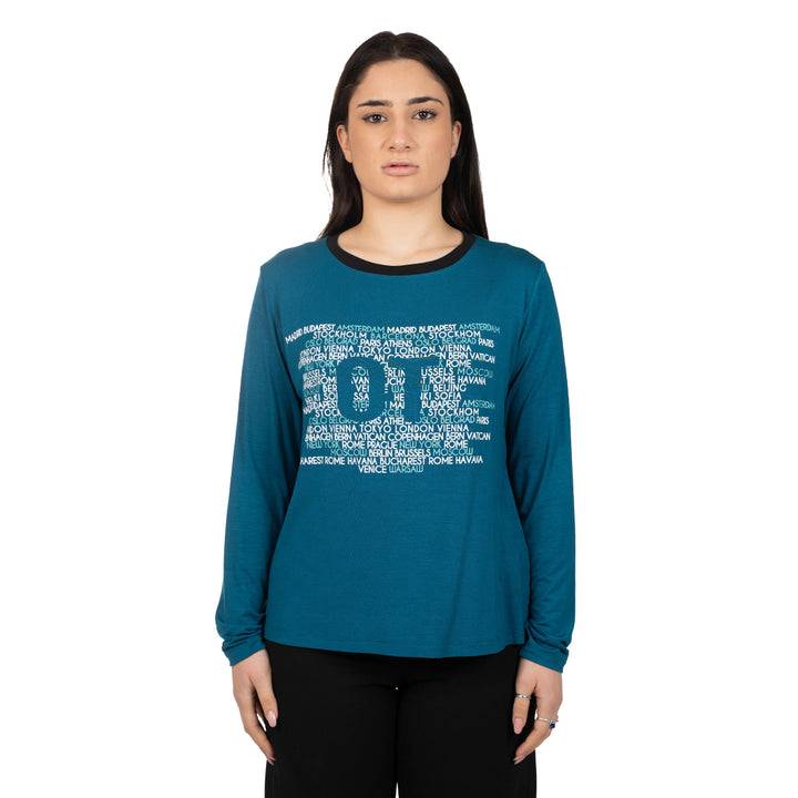 Oltre Tempo Maglia In Viscosa Con Scritte