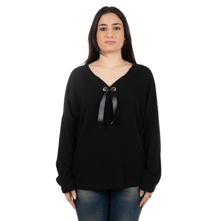 Oltre Tempo Maglia Scollo V Con Occhielli Strass