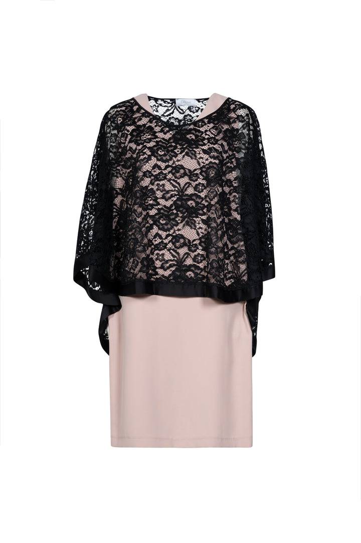 Oltre Tempo Mantella In Pizzo Bordata In Raso
