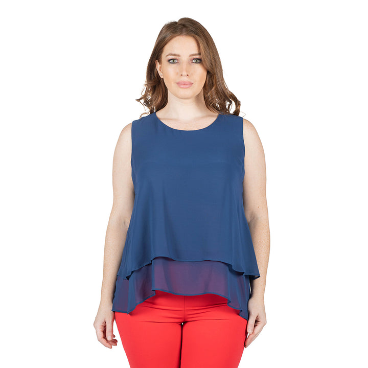 Oltre Tempo Top Georgette Chiffon Con Balza