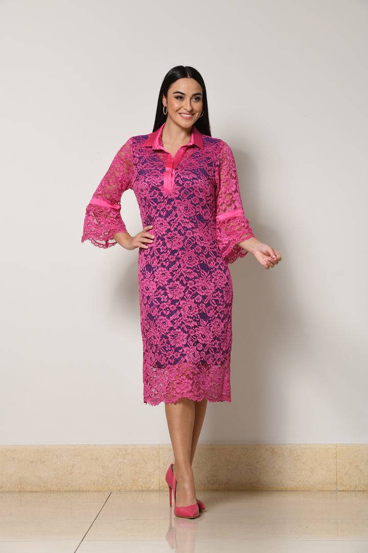 Oltre Tempo Vestito in pizzo con collo