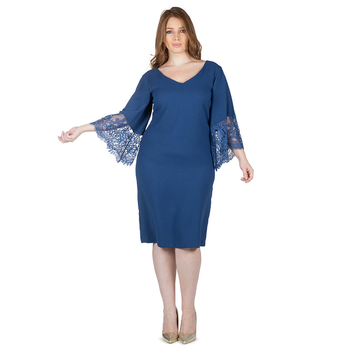 Oltre Tempo Vestito Midi Con Maniche In Pizzo