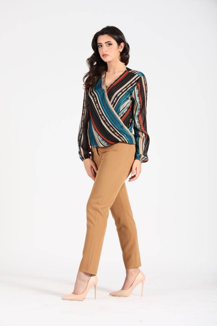 Oltre Tempo Pantalone con elastico in vita e frisi sulla sinistra