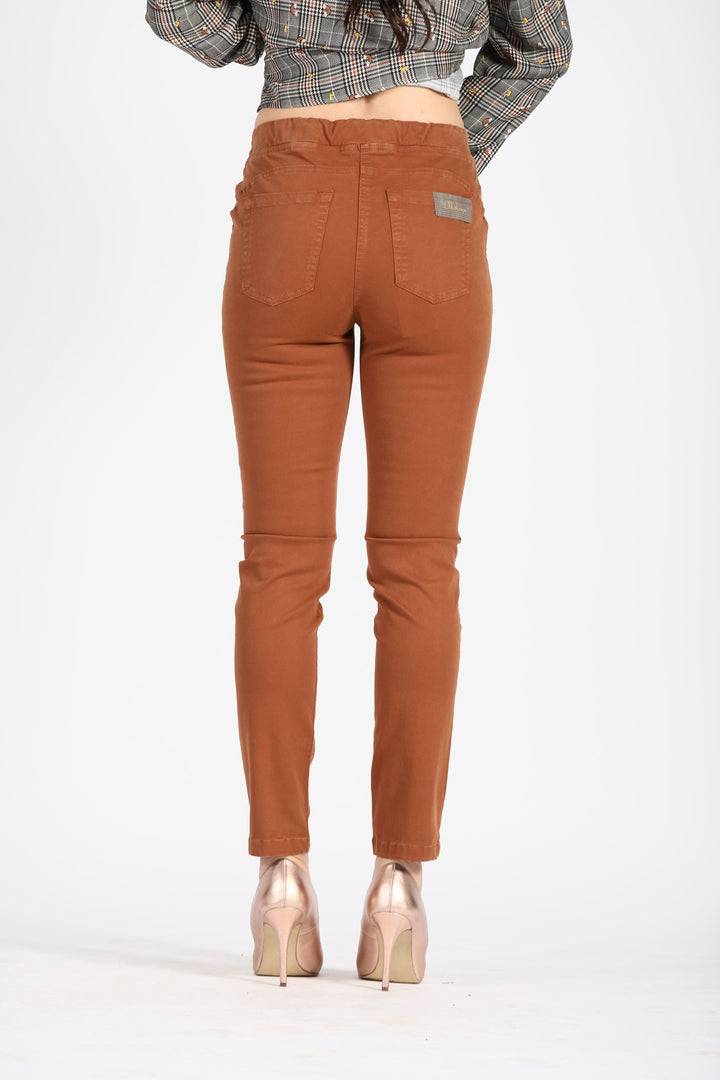 Oltre Tempo Pantalone In Cotone Con Elastico Finta Tasca