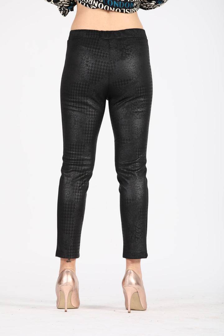 Oltre Tempo Pantalone In Pelle Fantasia Con Elastico In Vita