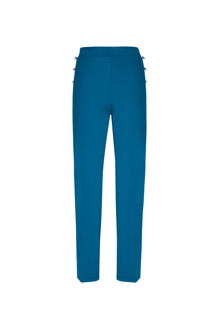 Oltre Tempo Pantalone In Punto Milano Di Viscosa Con Bottoncini Su Tasche