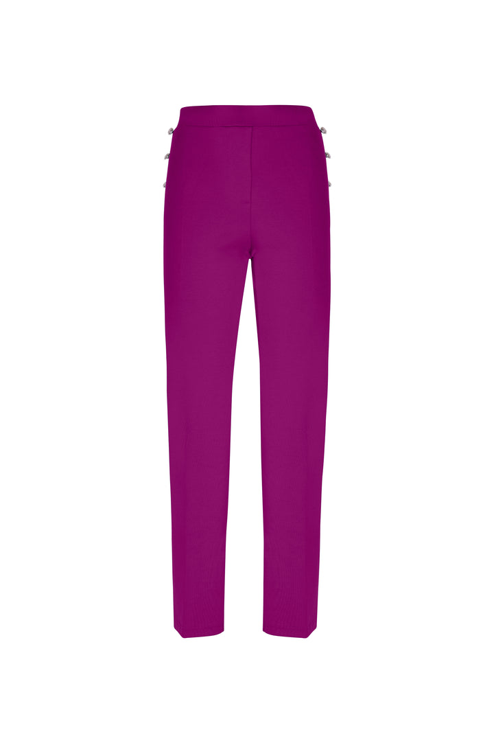 Oltre Tempo Pantalone in punto milano di viscosa con bottoncini su tasche