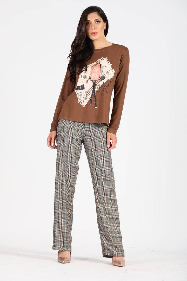 Oltre Tempo Pantalone in viscosa ampio con elastico