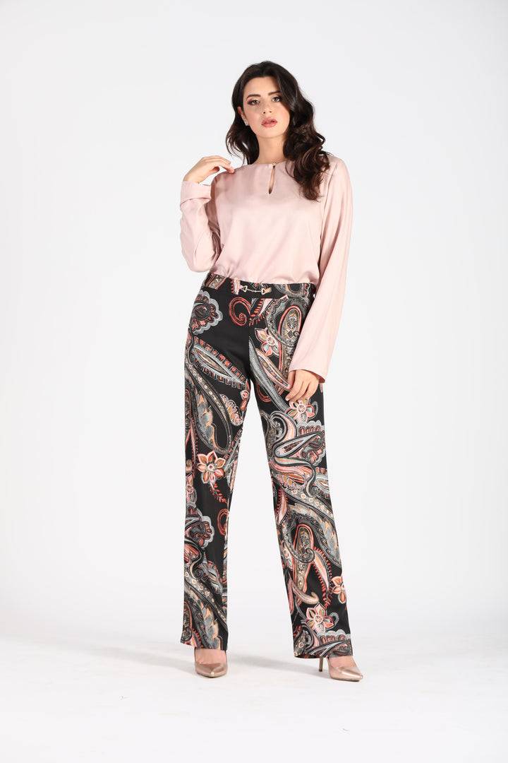 Oltre Tempo Pantalone in viscosa cashmere con gancio oro