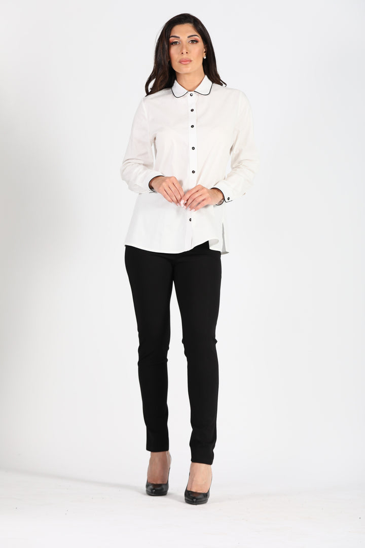 Oltre Tempo Pantalone punto milano con inserti in pelle