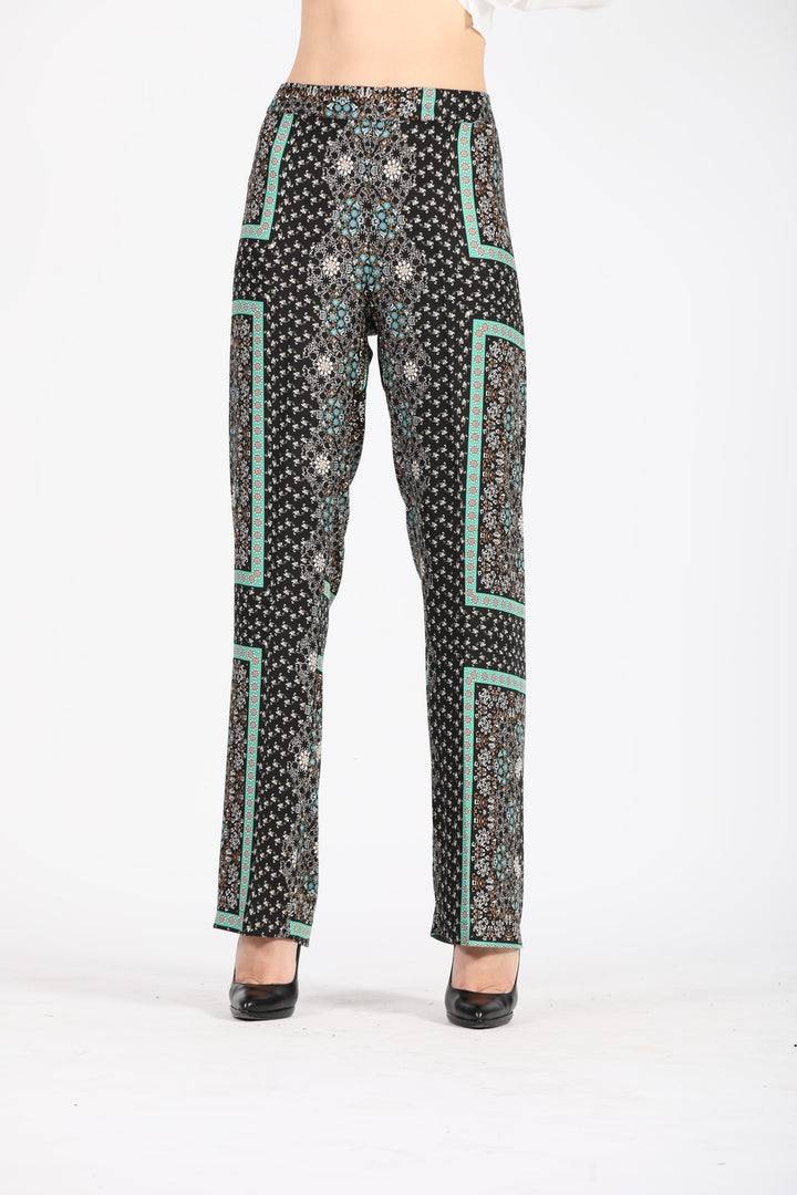 Oltre Tempo Pantalone raso in viscosa fantasia floreale