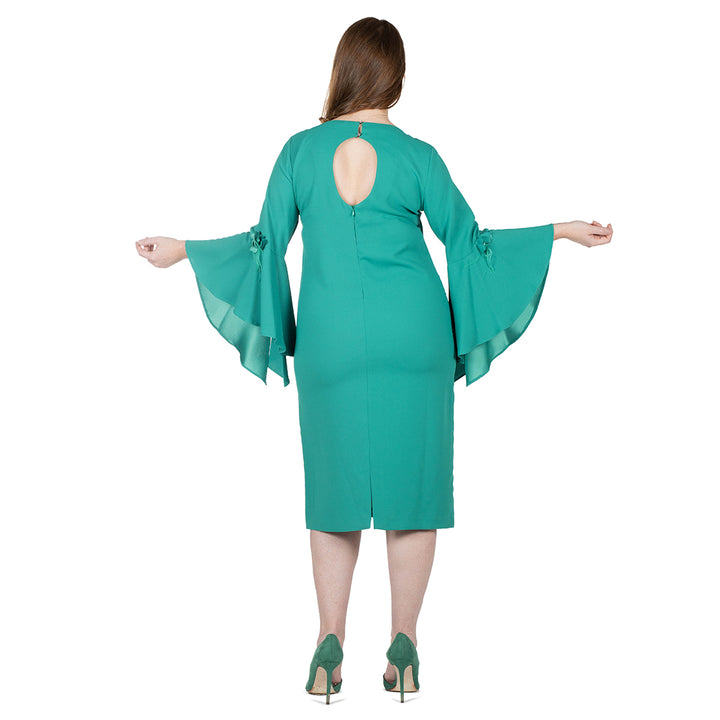 Oltre Tempo Vestito Midi In Cadì Unito Ed Applicazioni Senza Maniche