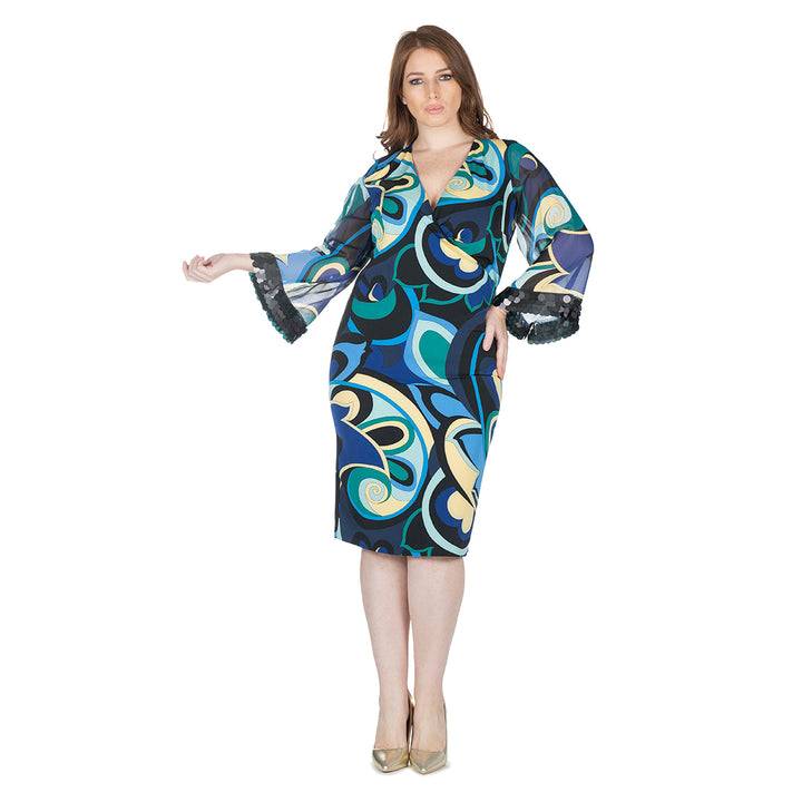 Oltre Tempo Vestito Midi In Crepe Incrocio Con Applicazioni