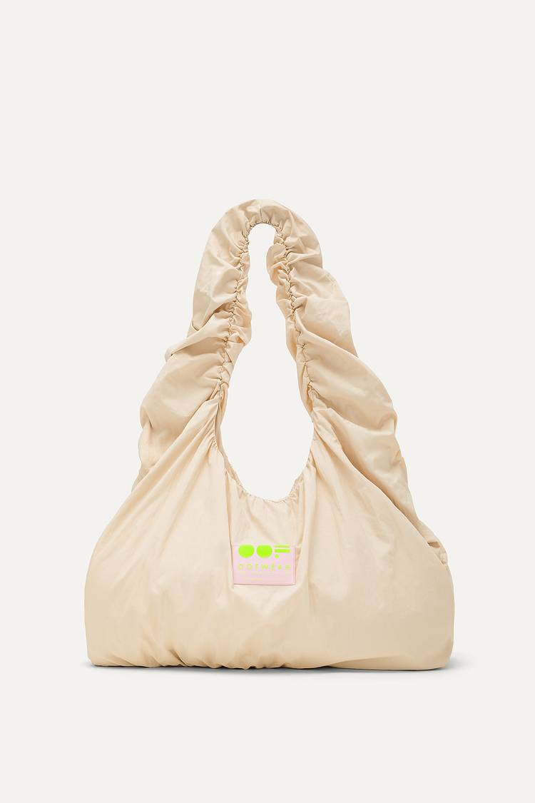 Oof Wear BORSA A SPALLA IN NYLON CRINCLE WATER REPELLENT 3079 - CREMA