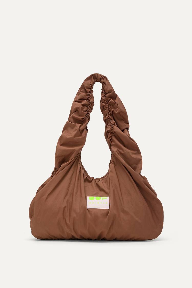 Oof Wear BORSA A SPALLA IN NYLON CRINCLE WATER REPELLENT 3079 - CIOCCOLATO