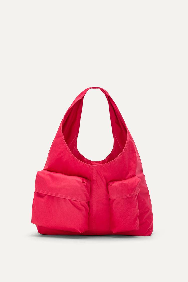 Oof Wear BORSA CON TASCHE IN GABARDINA DI COTONE 3085 - LAMPONE