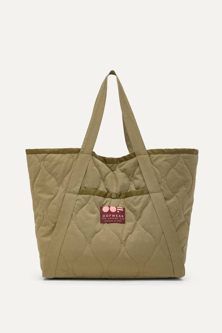 Oof Wear BORSA SHOPPER IN COTONE TRAPUNTATO 3084 - VERDE MUSCHIO