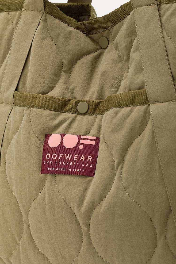 Oof Wear BORSA SHOPPER IN COTONE TRAPUNTATO 3084 - VERDE MUSCHIO