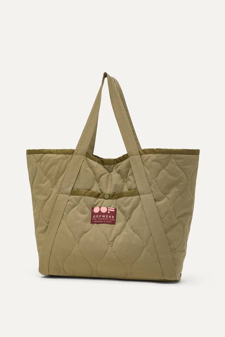 Oof Wear BORSA SHOPPER IN COTONE TRAPUNTATO 3084 - VERDE MUSCHIO